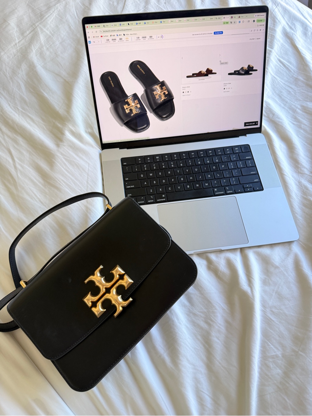 Tory Burch Black Leather Crossbody Bag With Gold Logo